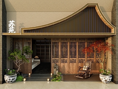 新中式中式门头 火锅店门头 餐饮门头 酒店门头 茶室门头 会所门头