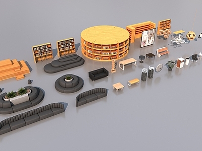 现代办公桌椅 图书馆室内家具