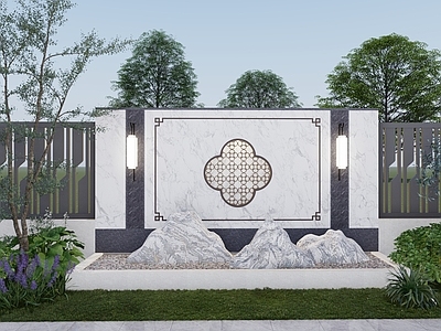 新中式景墙 新中山景墙