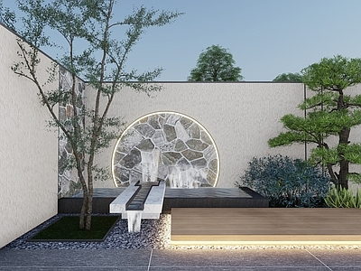 现代景墙 现代禅意水景