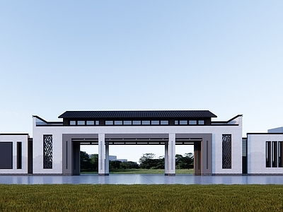 现代简约小公建 园区大门 学校大门 厂区大门