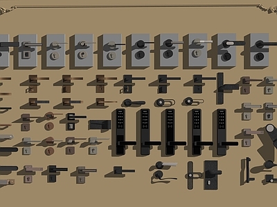 锁 钥匙 五金门锁拉手组合 智能门锁