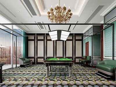 现代欧式台球室 台球厅 台球豪华包间 棋牌