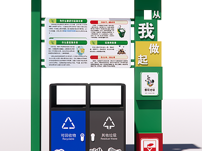 现代广告牌 垃圾分类 垃圾桶 广告宣传 宣传栏