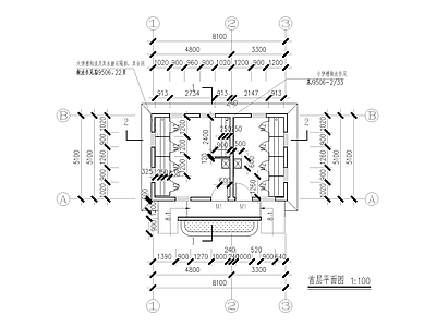 现代公厕 公共厕所建筑平立 施工图