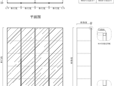 综合门节点 玻璃柜子门衣柜门 施工图