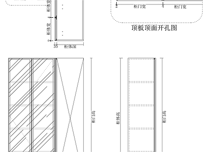 综合门节点 转角铝框玻璃柜门 施工图