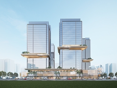 现代商业综合体 现代商业办公综合 沿街高层办公 高层公寓建筑