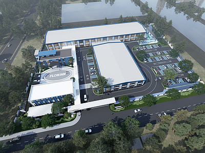 现代工业办公园区景观 厂区 工厂 现代