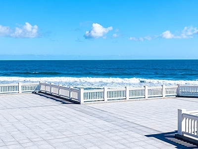 现代街道外景 沿海休闲广场外景