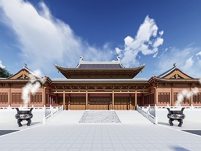 中式复古古建筑 道观建筑 寺庙建筑 延寿宫 大殿建筑 古建筑