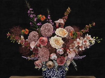 现代新中式花艺 陶瓷花瓶插花 郁金香马蹄莲 月季绣球 大花蕙兰 樱花
