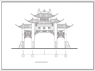现代门头 古典牌 施工图