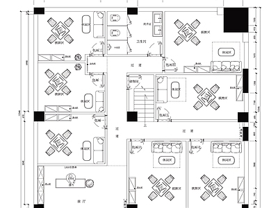 现代棋牌室 棋牌室平面布置图 施工图