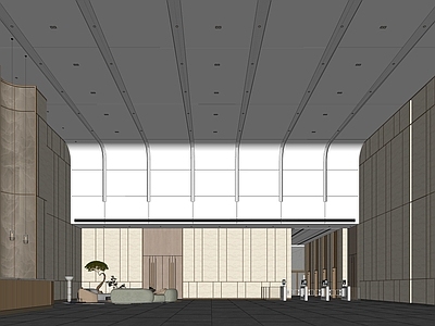 现代简约办公大堂 办公大堂 办公前台 前厅休息区