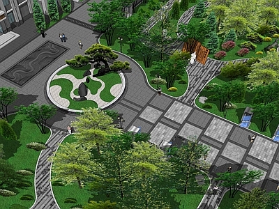 现代景观公园 公园 书法广场