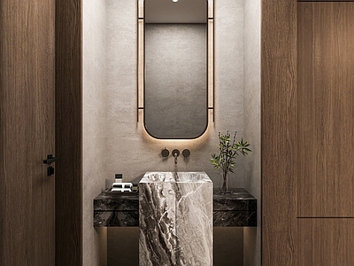 新中式侘寂酒店卫生间 会所卫生间 民宿卫生间