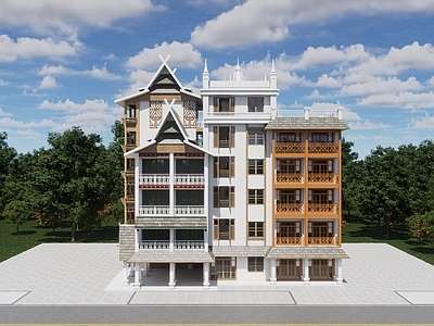 现代多层住宅 住宅建筑 农村自建房 乡村别墅 民族建筑 傣族建筑
