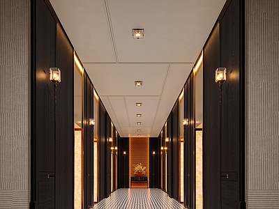 新中式轻奢电梯间 酒店电梯间 办公电梯间