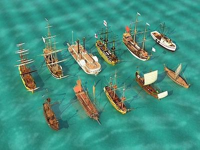 船 古帆船 帆船摆件 多个仿古船