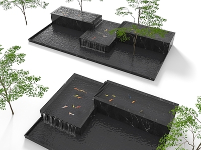 现代假山水景 现代庭院鱼池 现代流水 庭院瀑布 跌水水池 现代庭院流水