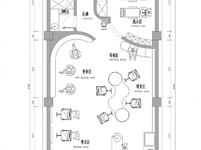 现代理发店 理发店 平面图