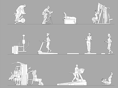 现代人物 健身房人物 施工图