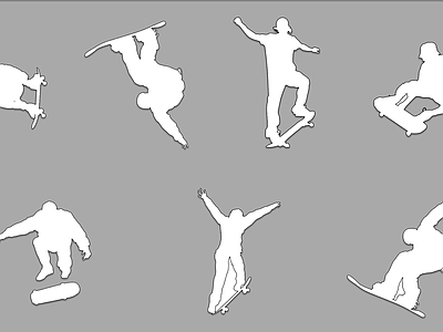 现代人物 滑板运动人物 施工图