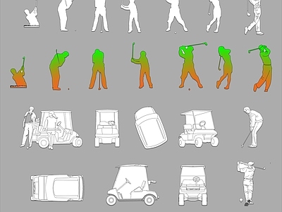 现代人物 高尔夫运动人物 施工图