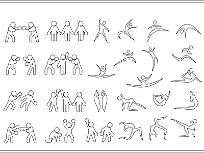 现代极简人物 现代极简人物 运动小人 卡通小人 体育火柴人 施工图