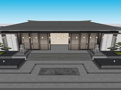 新中式入口大门 示范区前场 新中式门楼 弧顶 特色住宅主入口 门头门楼