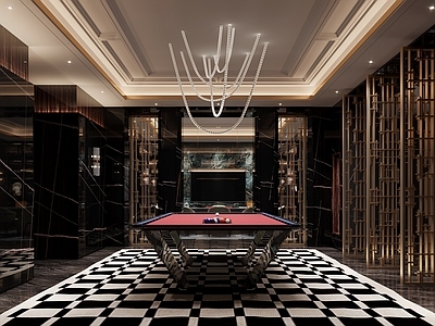 极简复古台球室 地下室