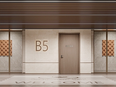 现代简约室内停车场 地下室入口