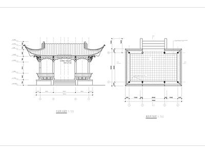 公园休憩廊亭 水榭 古建凉亭 仿古建筑 亭廊 休闲古建仿古亭 施工图