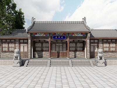 中式古建筑 中式古建 中式古建四合院 古建民宿厢房小庙 中式古建筑 仿古古建外观