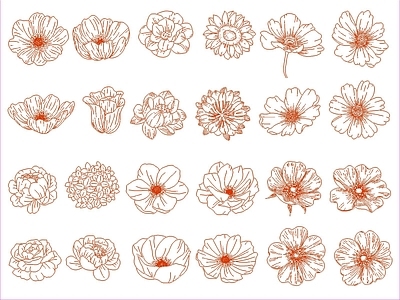 现代花 各种花朵 施工图