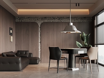 现代意式棋牌室 现代意式棋牌室 麻将桌 棋牌室 多人沙发