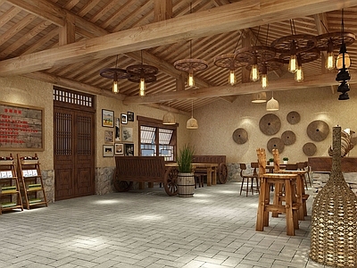 中式原木咖啡厅 乡村接待 农产品售卖 乡村咖啡厅 土特产售卖 休息接待