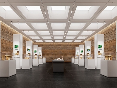 现代新中式博物馆展厅 展柜 非遗 水利 桥