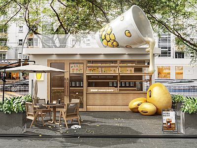 现代极简奶茶店 极简甜品面包店 奶茶店网红店门头 咖啡店网红店门头 网红早餐店门头 网红打卡店铺