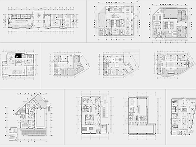现代会所 售房部会所合集 商业会所平面合集 地产售房部平面 售房部平面合集 会客接待健身会所 施工图