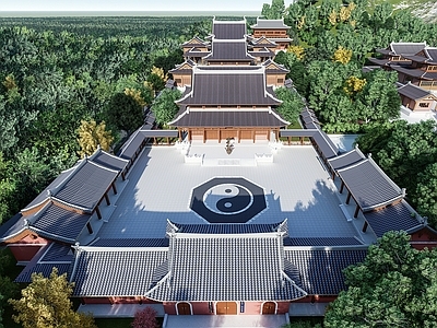 中式古建筑 寺庙建筑 道观建筑 古建筑群 宫殿建筑