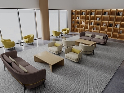 现代简约接待室 现代休闲椅 双人沙发 办公接待区 休闲区 接待大厅