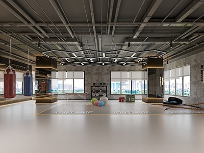 现代工业健身房 现代健身房 工业风健身房