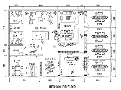 现代茶馆 茶馆平面 茶楼 施工图