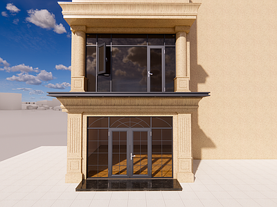 现代简约平开窗 平开窗 对开门 门头 窗纱一体