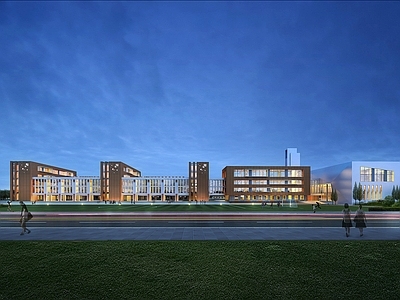 现代新中式学校建筑 现代学校 现代教学楼 教学楼 学校