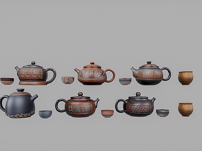 茶具 坭兴陶 壮族元素陶艺茶具 壮族茶壶 少数民族茶具 坭兴陶陶艺