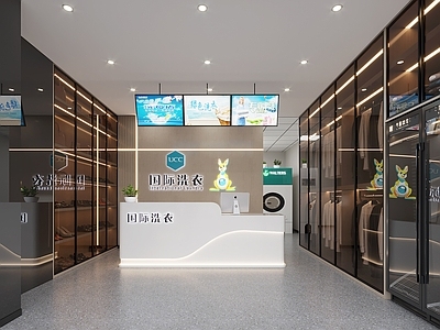 现代其他商业空间 干洗店凉衣区