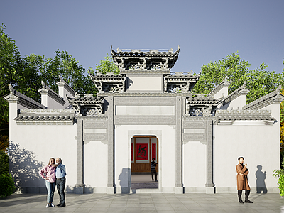 中式古建筑 古建筑测绘 德公厅 徽派古建筑 徽派建筑 牌坊